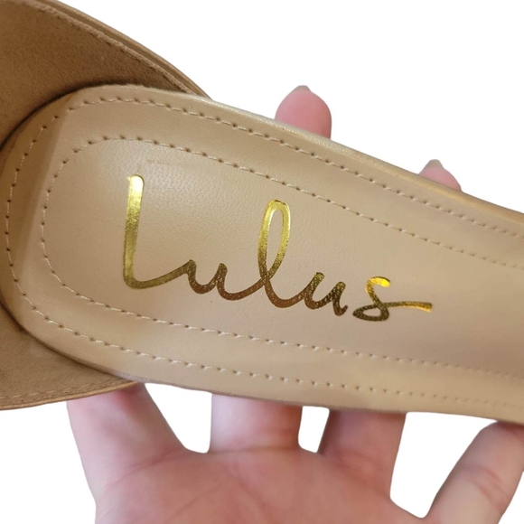 Lulu's Taylor Satin Champaign Ankle Strap Heels Size 7 - Picture 10 of 11